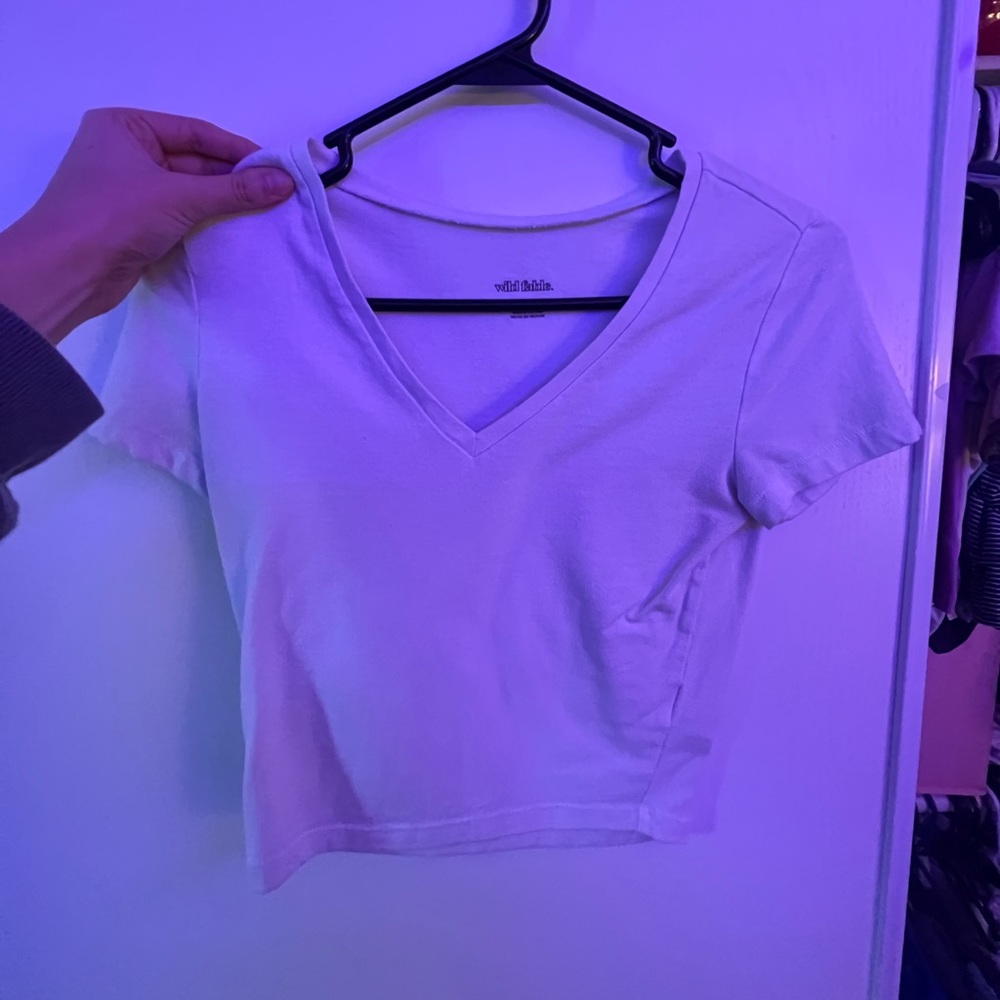 White Wild Fable Crop Tee